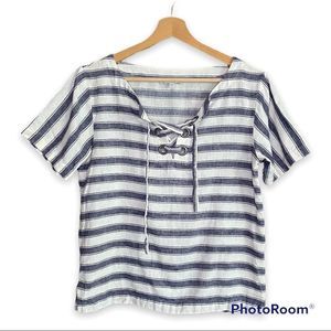 Madewell Striped Lace-Up Top Sz XXS